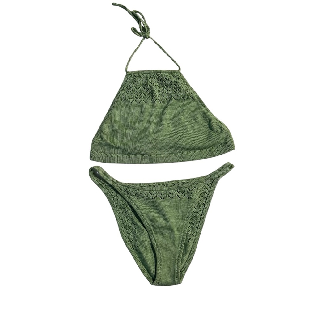 VTG 70s Green Halter Bikini Set By Hot Shapes